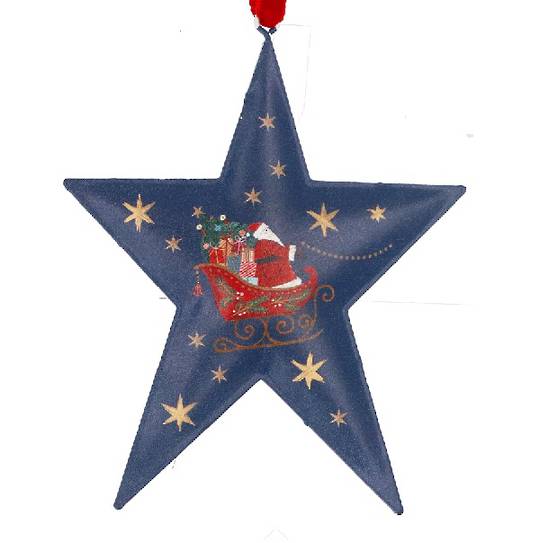 Tin Star Blue, Nostalgic Santa Sleigh 12cm *ETA Nov